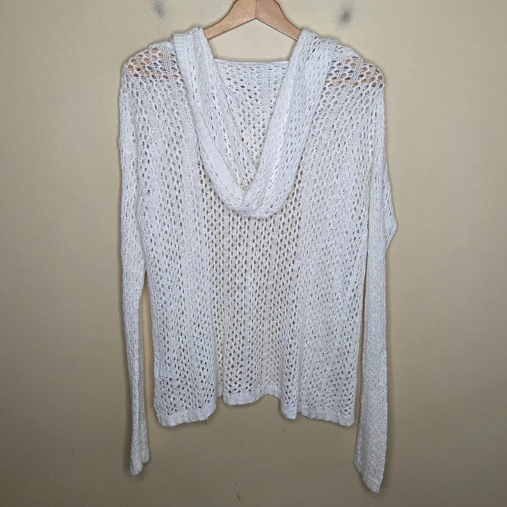 Abercrombie Kids | White Open Knit Hooded Cardigan Fisherman Core Kids Size XL